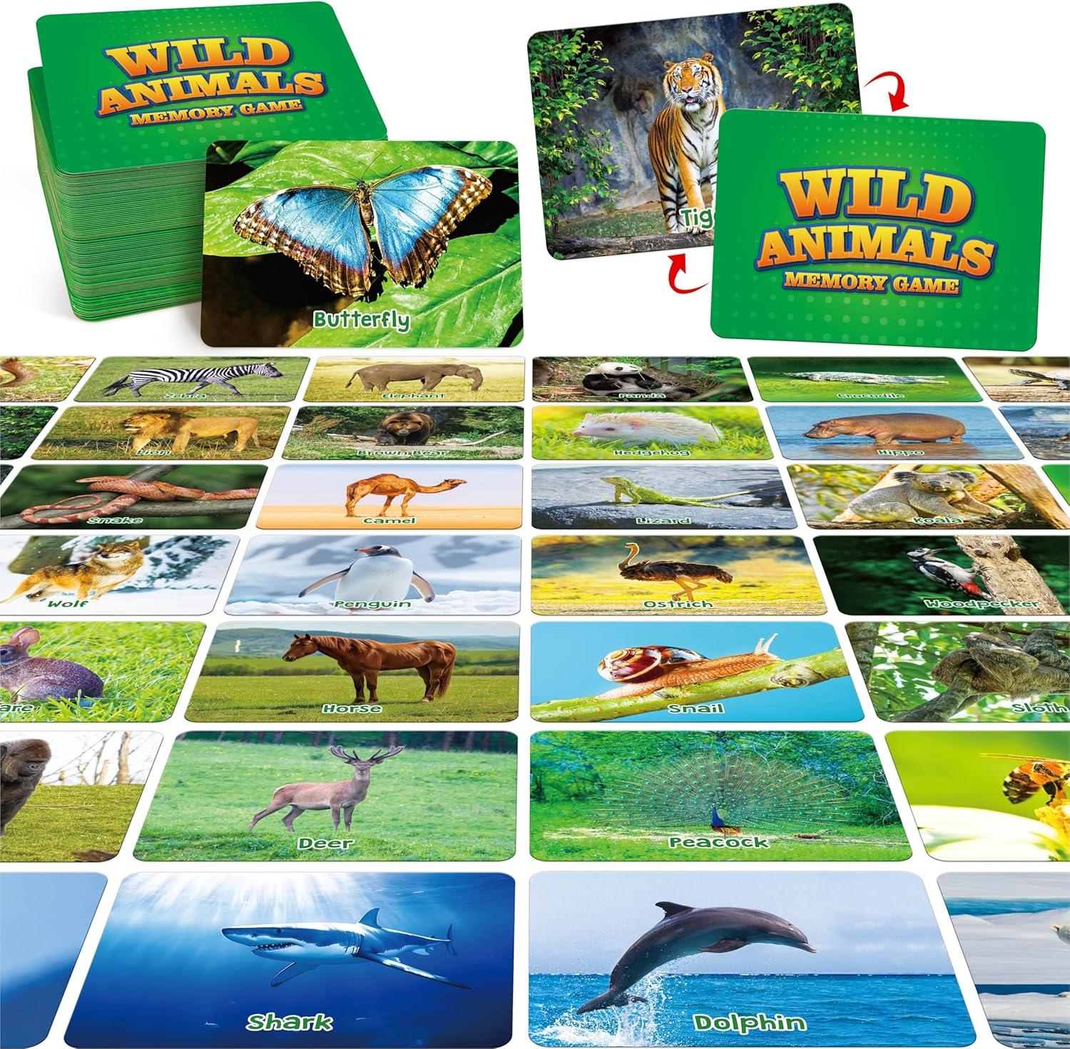 Compares 80 PCS Realistic Animal Cards to Educational Toys for Preschoolers