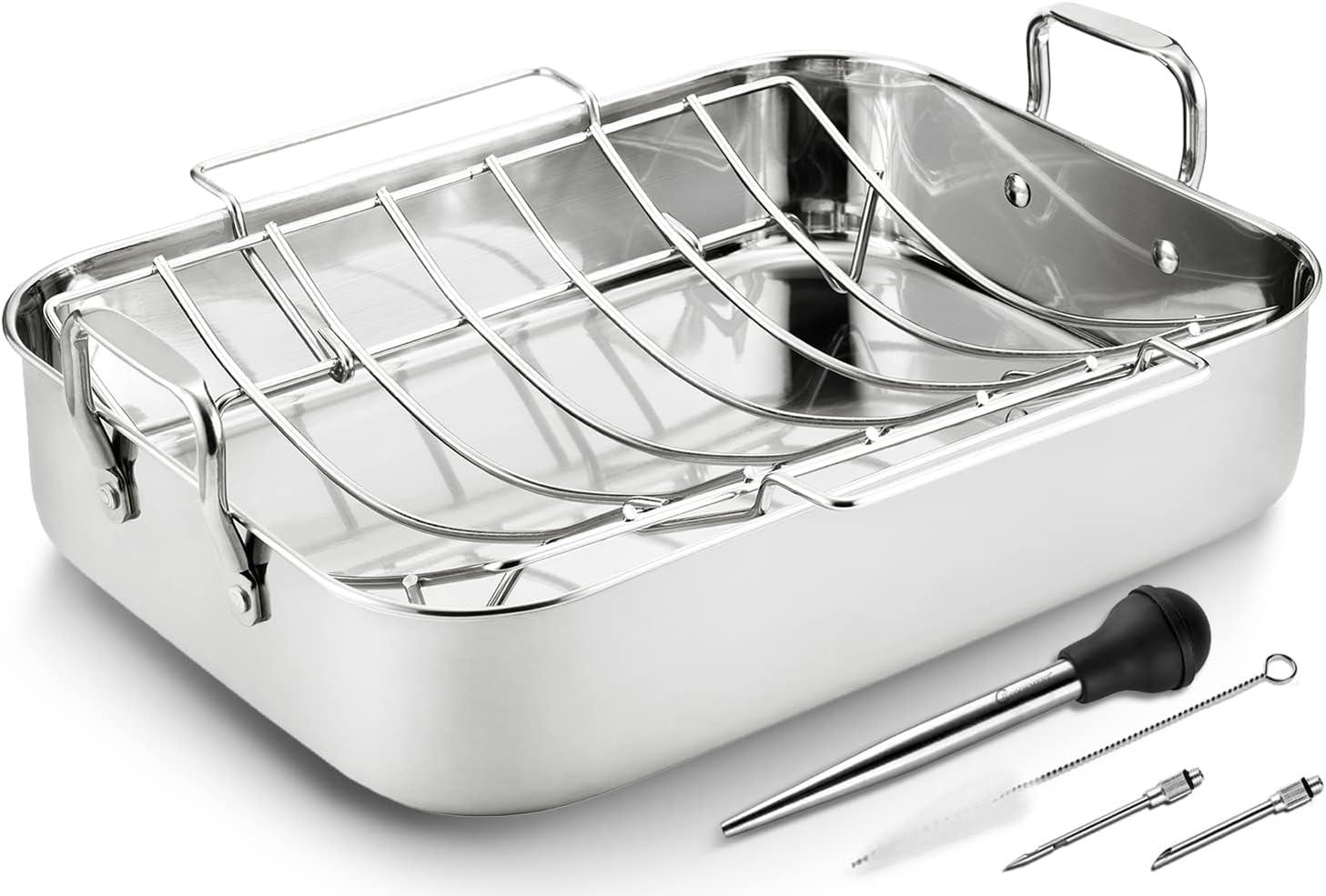Stainless Steel Roaster with Baked-In Baster: Tested Holiday Baking - Surprising Versus Traditional