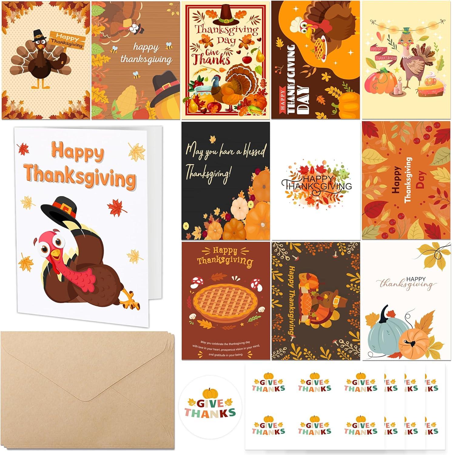 Thanksgiving Showdown: 24PCS Cards... DIY Crafts for Family, Eco-Friendly Gifts, Party Favors - Seasonal Convenience