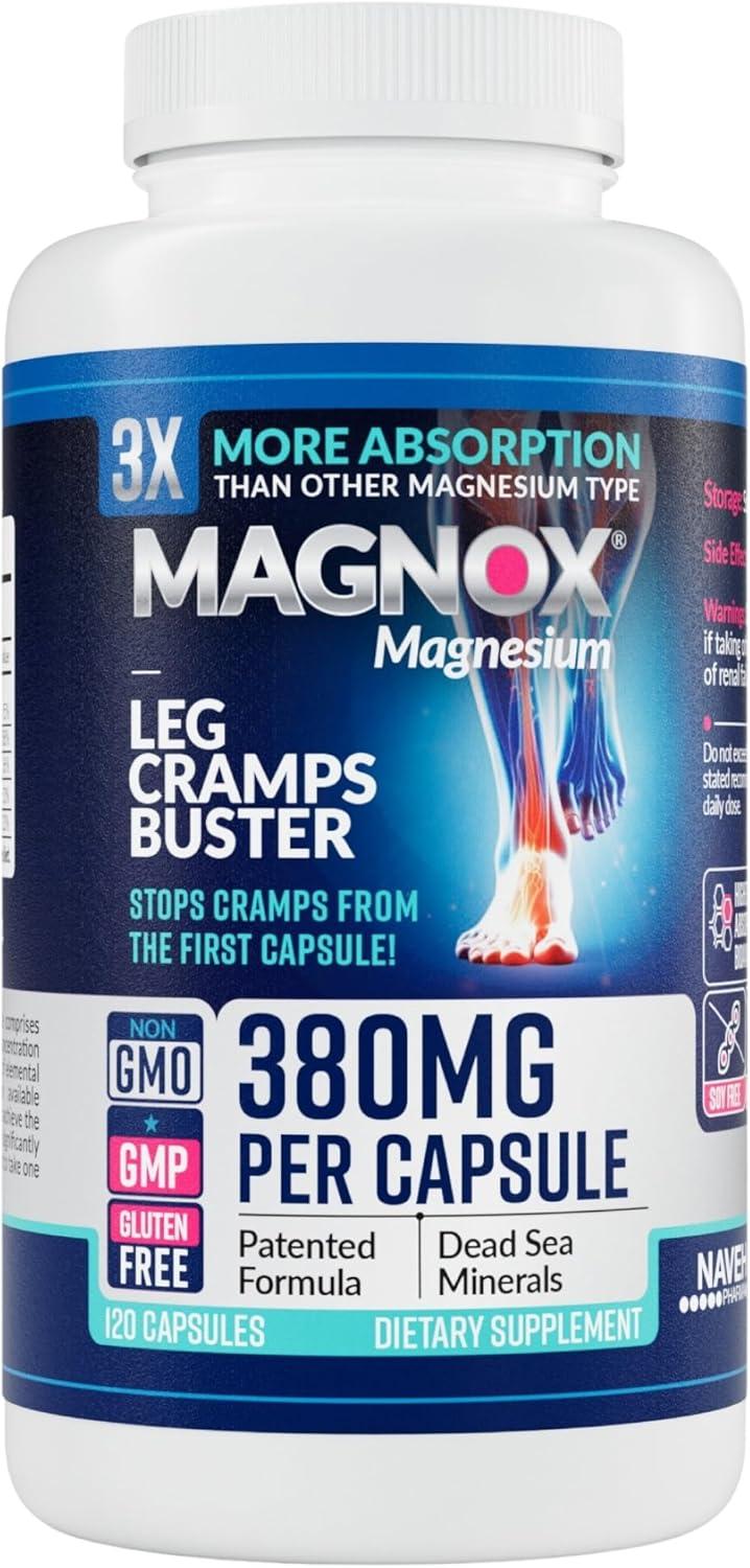 Dead Sea Minerals vs. 3X Absorption: 380mg Magnesium Tested for 120-Cap Nighttime Cramps - Sleep & Muscle