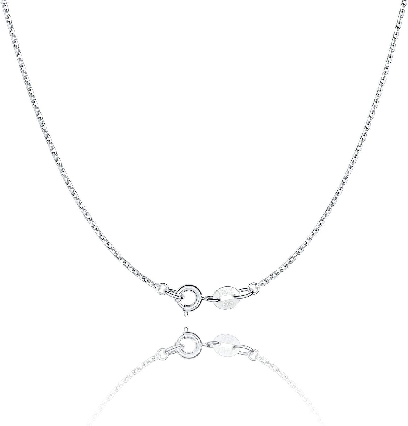 Jewlpire 925 Sterling Silver Necklace: 1.1mm Cable & Spring-Ring Clasp Tested for Modern Versatility