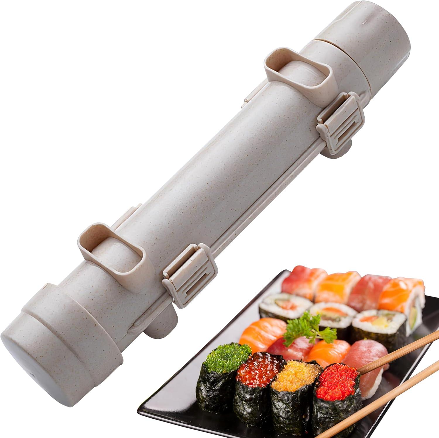 Sushi Maker vs. Bazooka: Surprising Precision & Multi-Use Roller in DIY Sushi Tool Sets (Beige)