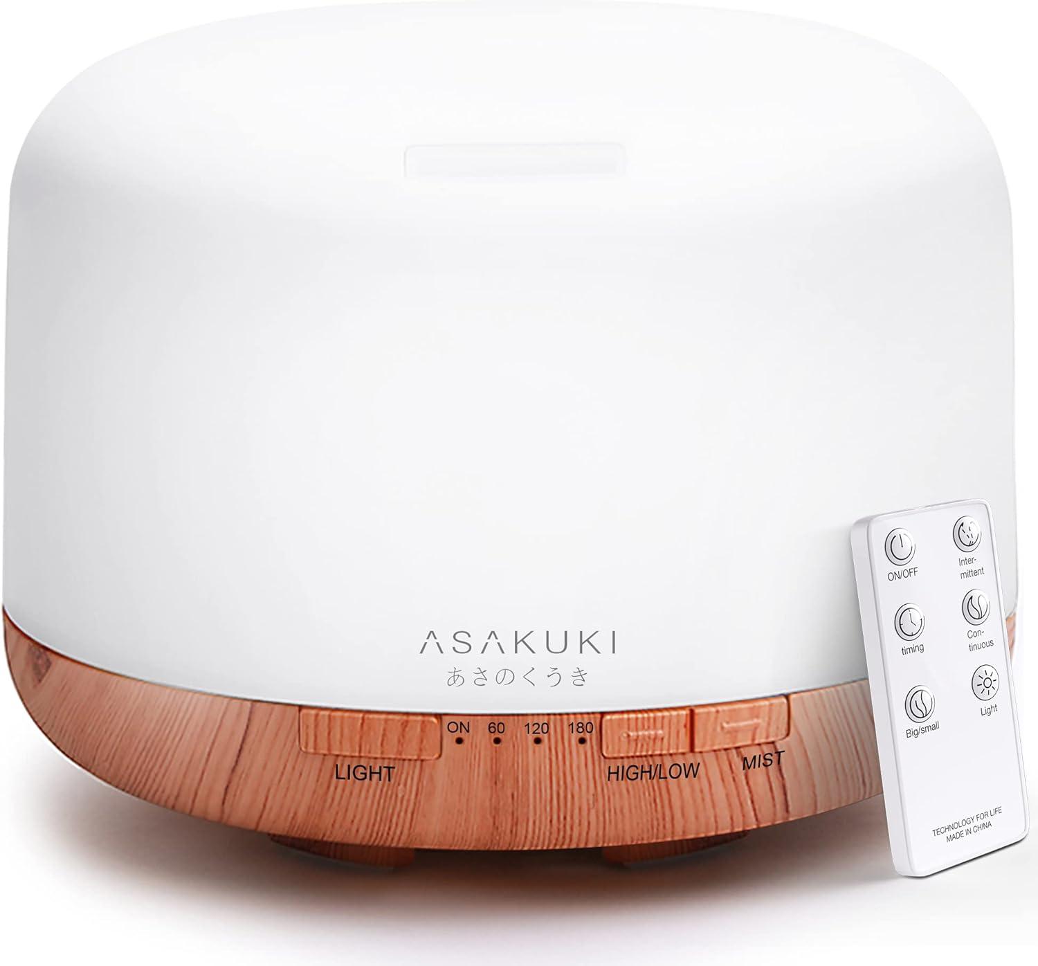 ASAKUKI 500ml 5-in-1 Diffuser: Tested for Relaxation & Seasonal Air... with Remote Control