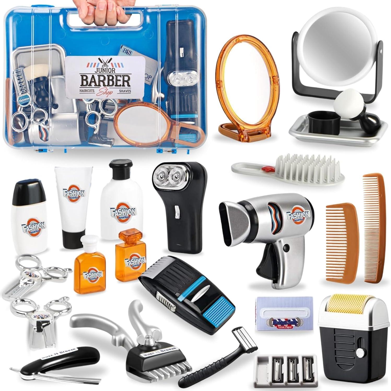 Barber Shop Pretend Play Toy: Tested Storage & Shaving Kit for Toddlers' Grooming Fun