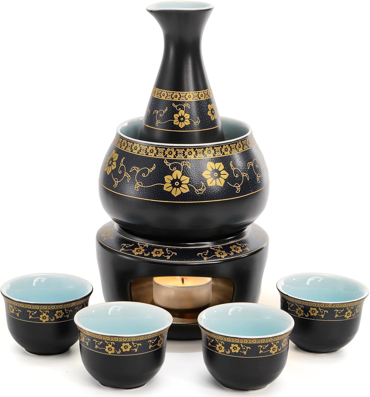 Sake Set Showdown: Candle Stove's Slow-Simmer... Warming Bowl's Heat Lock, Bottle's Tradition, 4 Cups' Ergonomic Grip-Winter Sip Must-Have
