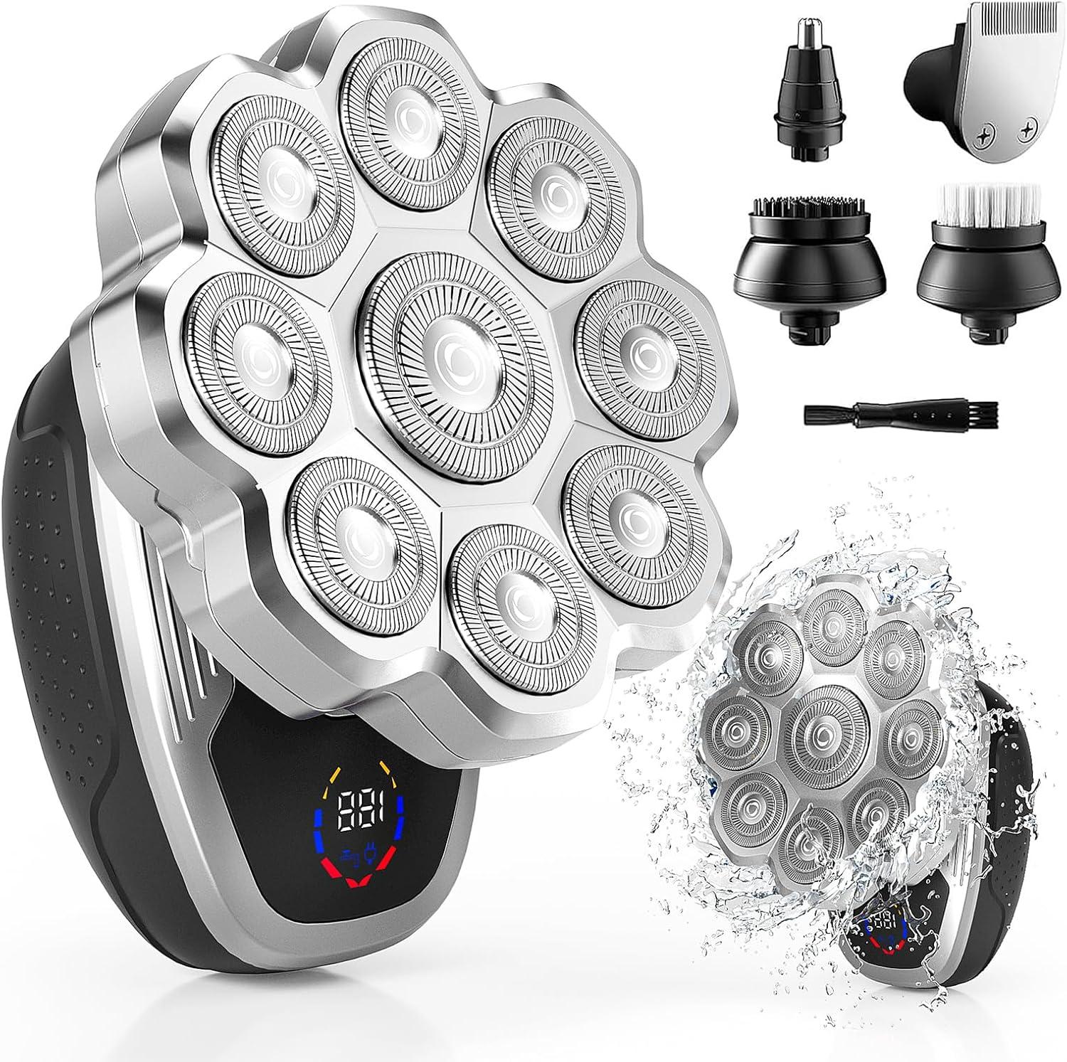 Showdown: 9D Floating Head, 5-In-1 Wet/Dry, Adjustable Length, & Magnetic Blades for Men's Shaves