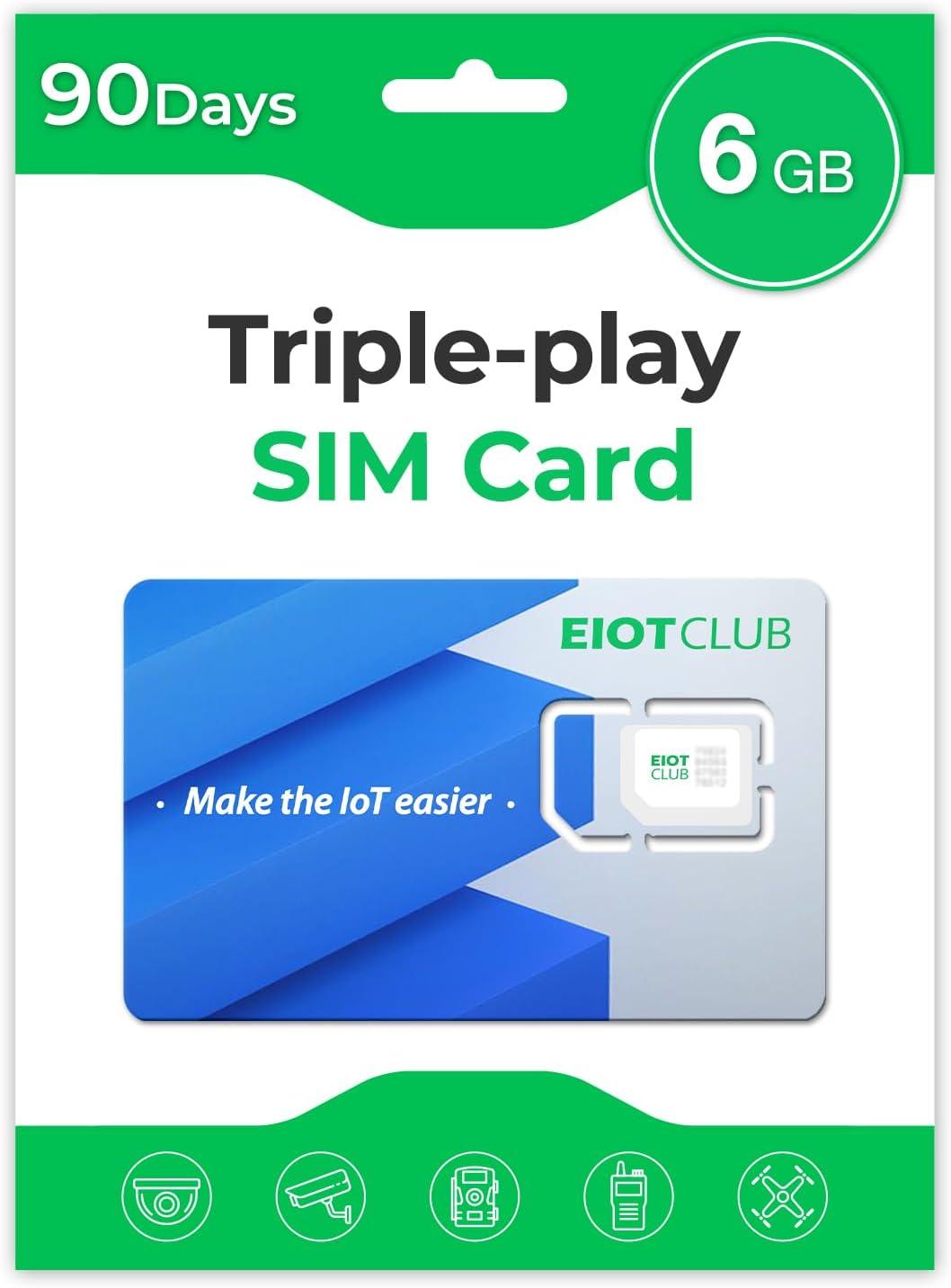 EIOTCLUB SIM Showdown: 6G 90Days, 3-in-1 Cut - Securing Solar & Trail Cameras (USA Coverage)