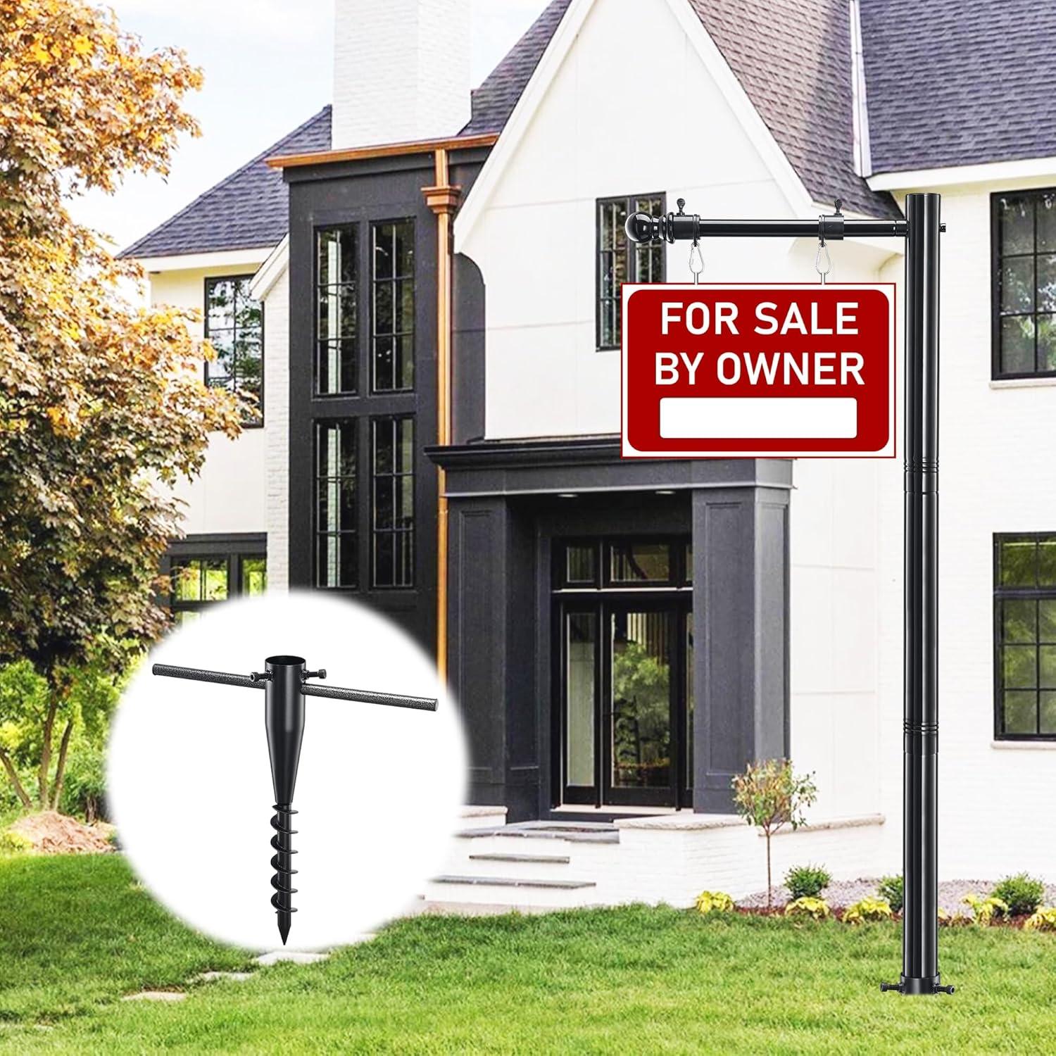 Versus Yard Signs: Tested Real Estate Sign Post, 35" Arm, BlackStandout