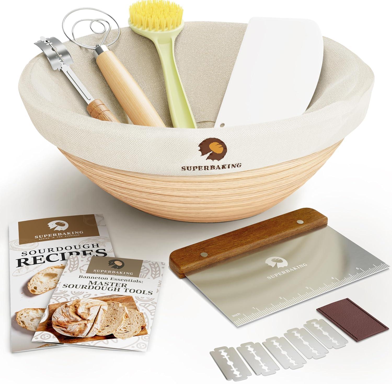 Superbaking Banneton Round 9-Inch Proofing... Sourdough Versus Test-Kit Baking Set