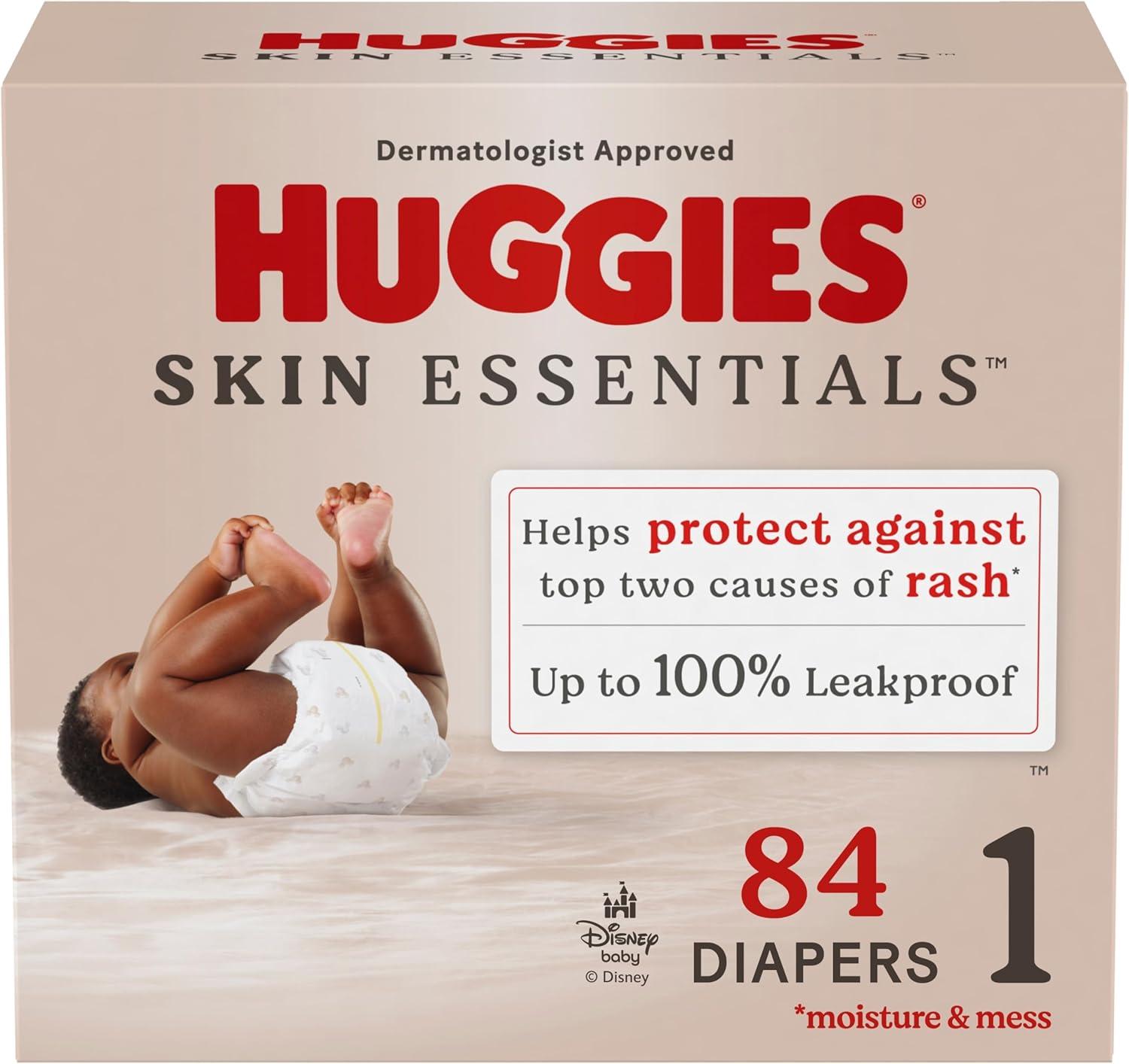 Huggies Skin Essentials Diapers (3 Packs) - Tested for Rash Protection, Trust Leak-Free Comfort!