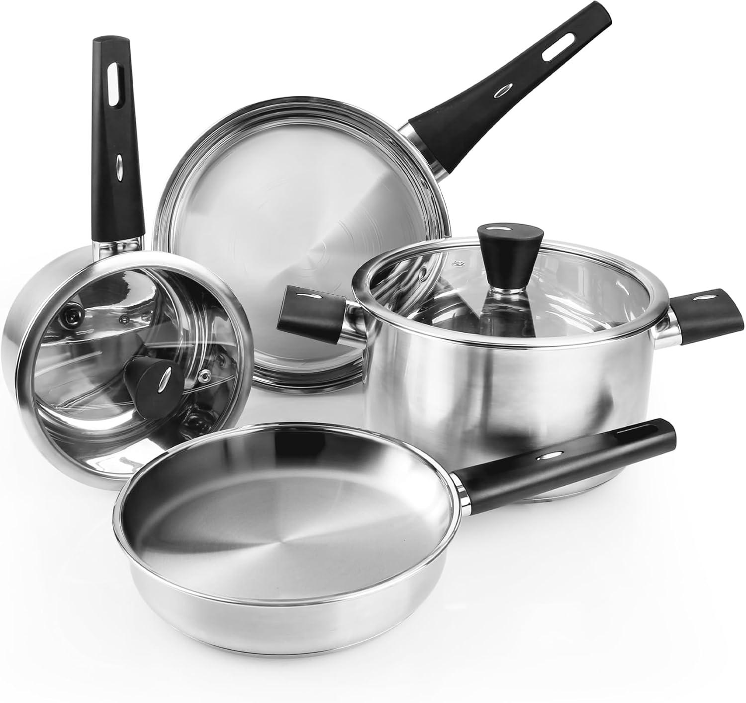 Meythway UPGRADE: Non-Toxic, 6PCS, Stay-Cool Handles, Non-Stick, Dishwasher Safe, & Tested