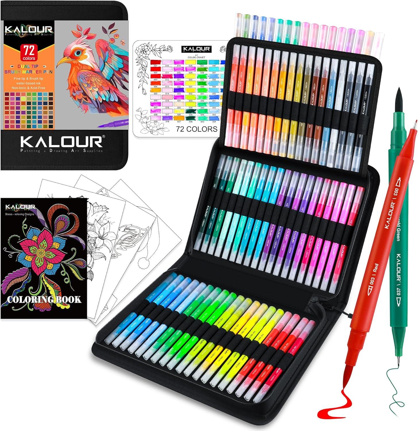 KALOUR 72 Art Markers Showdown: Dual Tip, Color Names, Zipper Case
