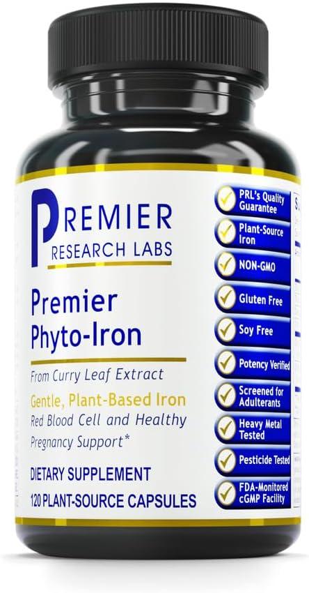 Phyto-Iron's Plant-Based Iron Showdown: Curry Leaves, Non-Heme, 18mg for Blood Support (120 Capsules)
