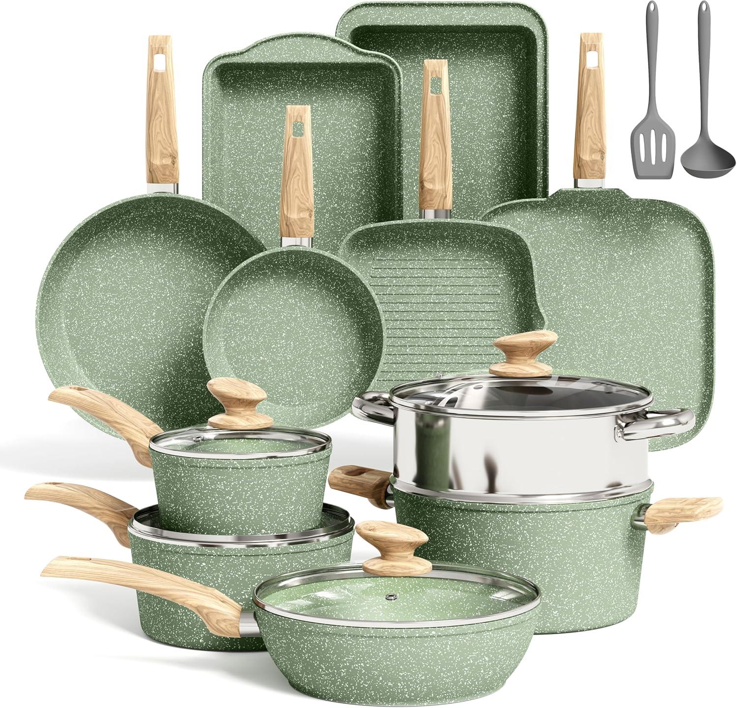 Kitchen Academy 17-Piece Induction Cookware Set (Griddle Included) Vs Green Granite Non-Stick Pans: Heat Efficiency Showdown - Why You're Cooking Smarter This Season