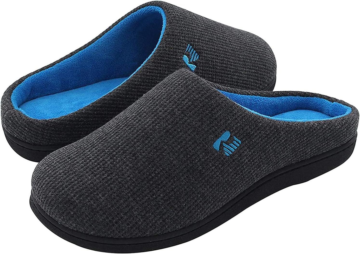 Men's Slippers Showdown: Wide Widths, Triple-Layer Insole, Comfy Durable, Two-Tone, Rubber Sole