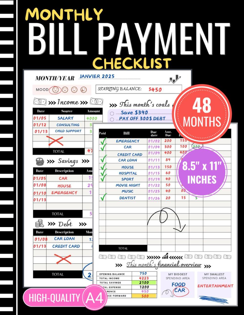 Bill Tracker (48-Month Plan) vs. Monthly Check: Surprising Efficiency in Physical Planner (No Tech Needed)