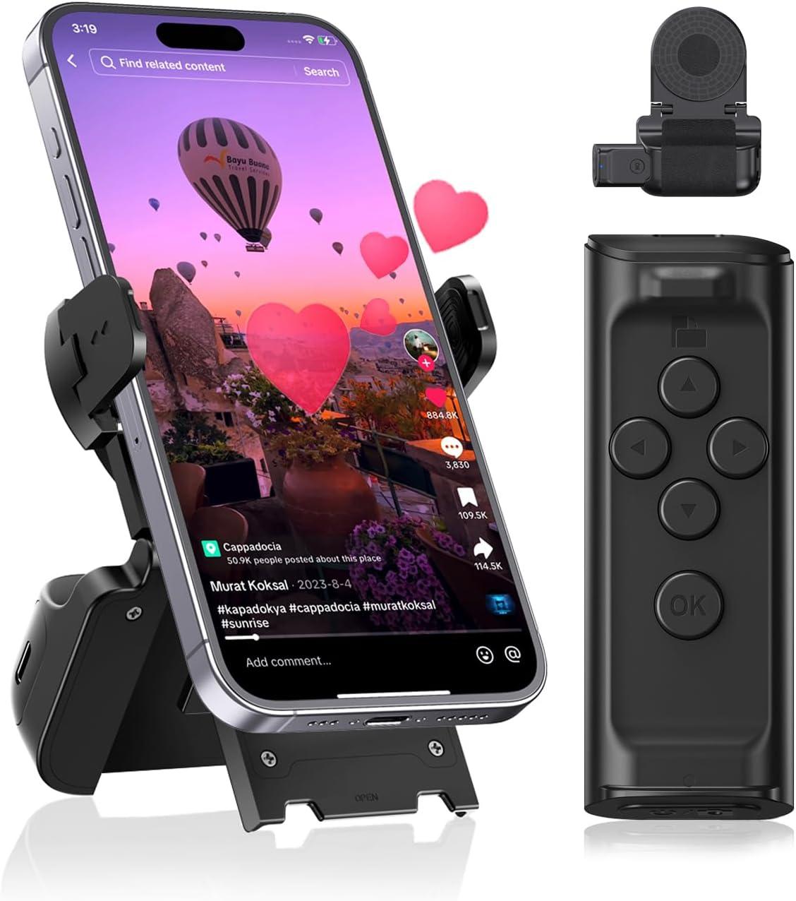 Scrolling TikTok Remote, Kindle Page Turner, iPhone Bluetooth Remote, Camera Holder, and Video Projector Black: Showdown-Tested for Stream Immersion