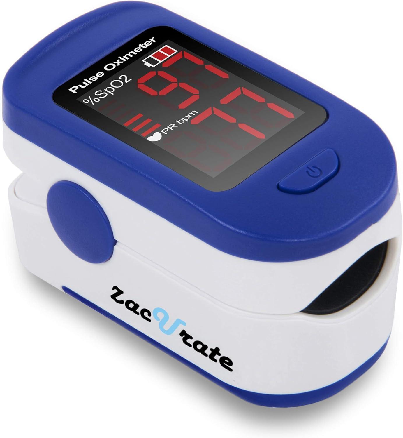 Zacurate 500BL Fingertip Pulse Oximeter Tested Versus Standard Model-Batteries Included, Navy Blue Style