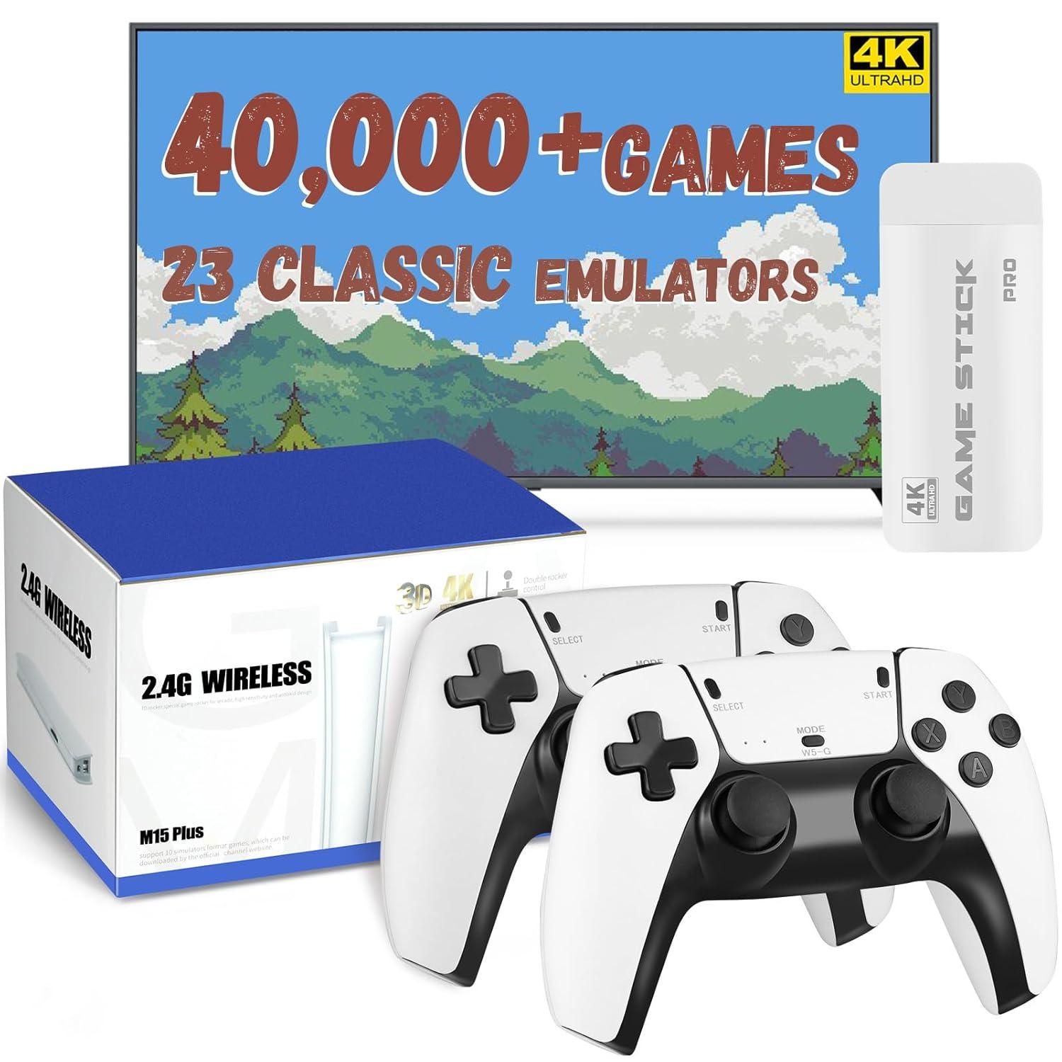Retro Gaming Console Showdown: 40K Games, 4K, 23 Emulators, 64GB, Plug & Play