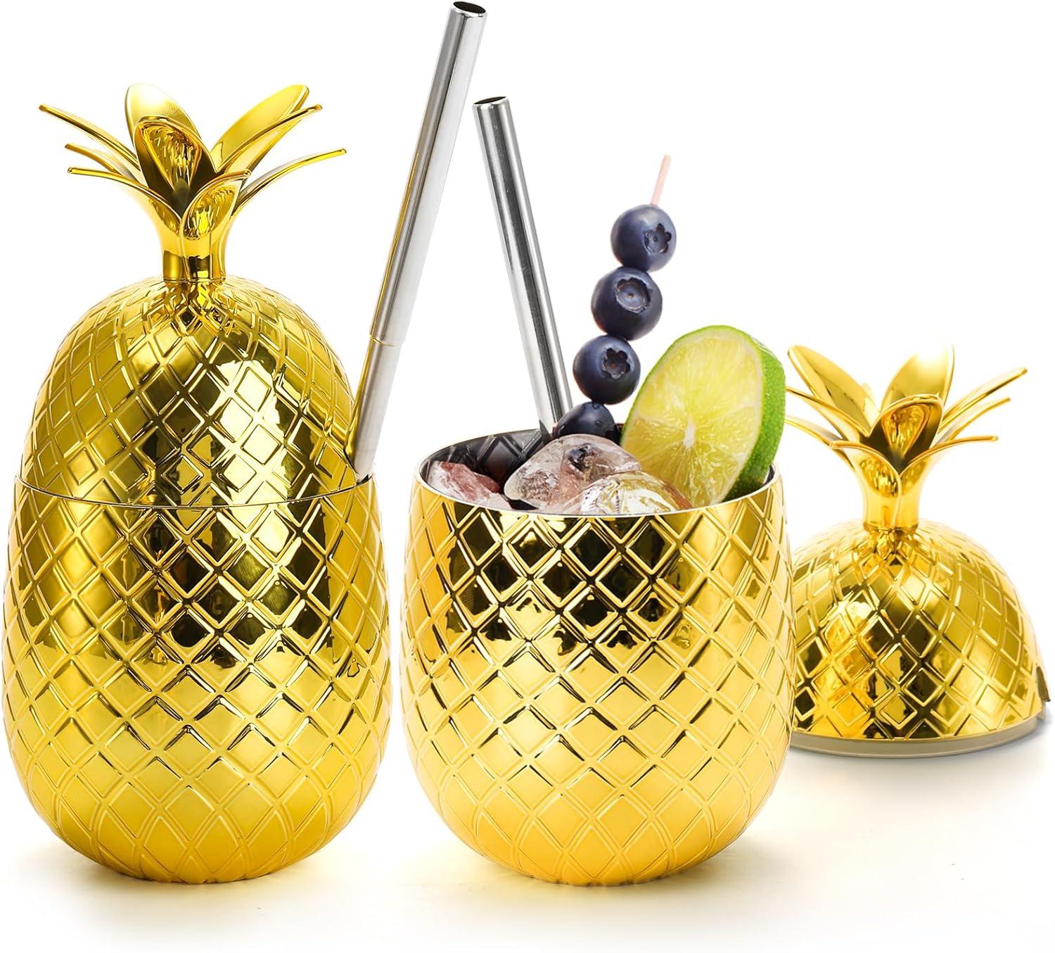 Okllen 2 Pack vs. Luau Decorations: Stretched Straw... Gold Tumbler for Summer Sips?