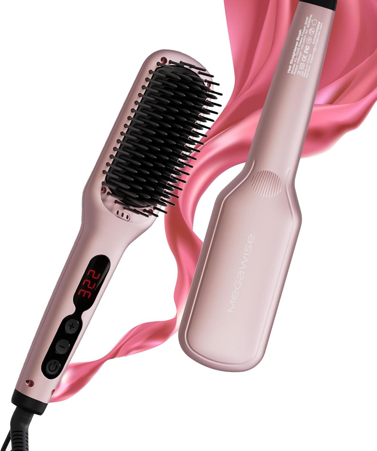 MEGAWISE Pro Ceramic Hair Straightener Brush Showdown: Dual Voltage, Auto-Off Tech for 2024