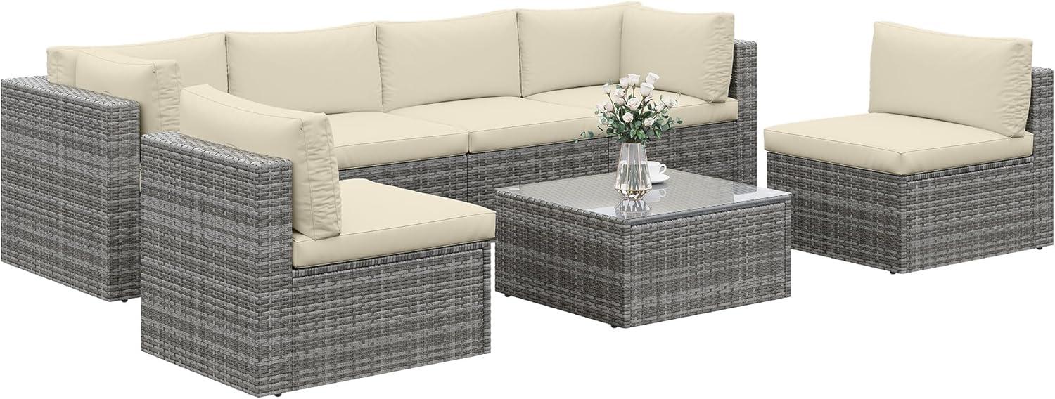 Best Home & Kitchen - 7-Piece Wicker Sectional Sofa & Coffee Table Set, All Weather Review