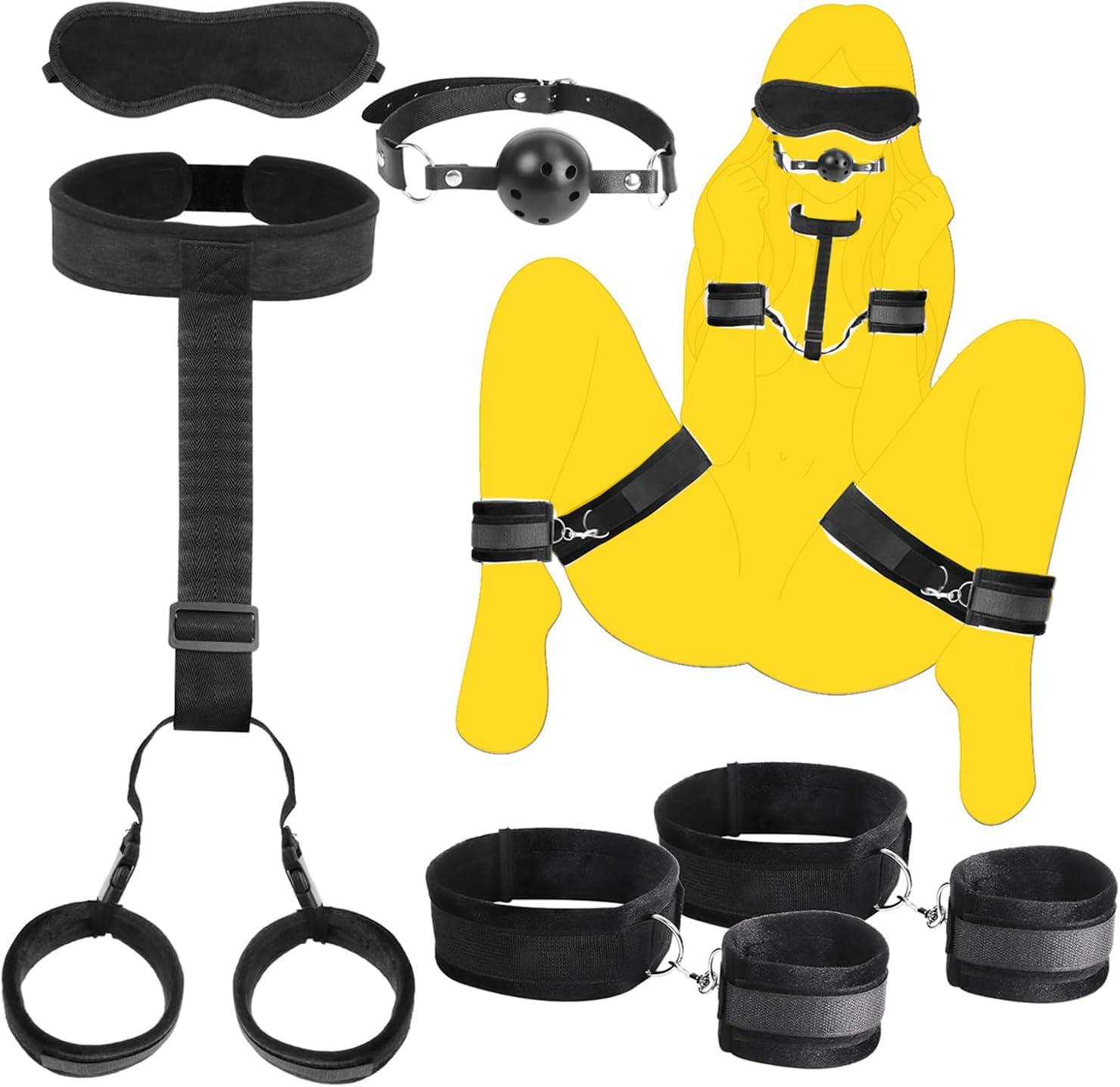 Best BDSM Accessories - 5PCS Fuzzy Handcuffs Blindfold Restraints Set for Adults Review