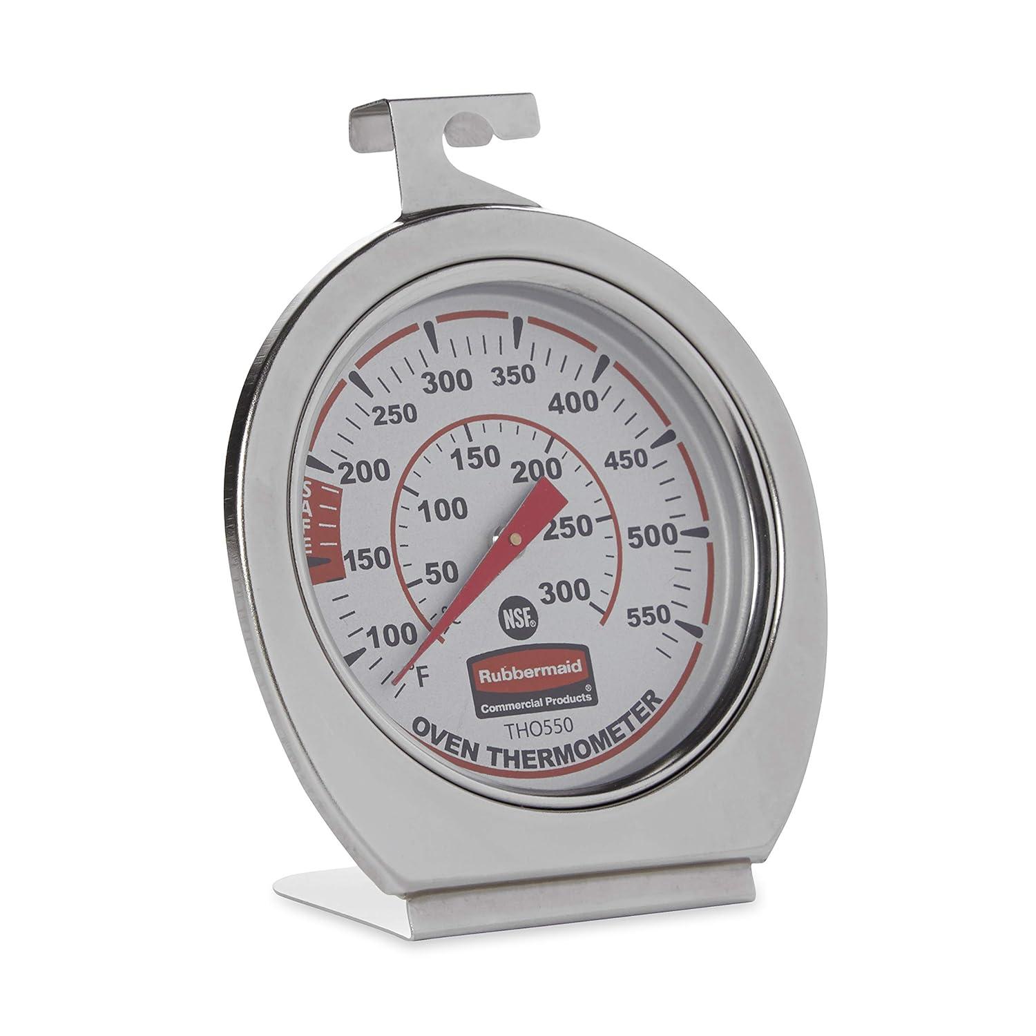 Best Food Thermometer - Rubbermaid Commercial Products Stainless Steel Monitoring Thermometer, Safe for Inside Oven/Grill/Smoker, 60-580°F Range Review