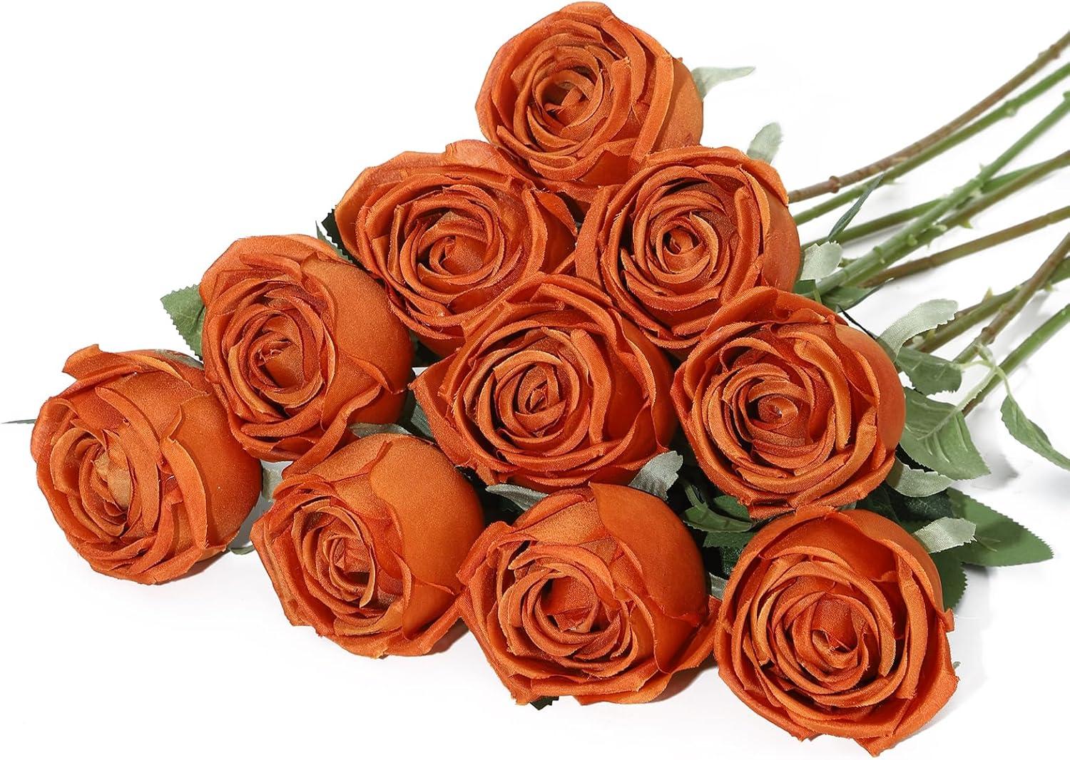 Burnt Orange Faux Roses: Real-Tested Beauty for Home Decor… Vase & Centerpiece Magic!