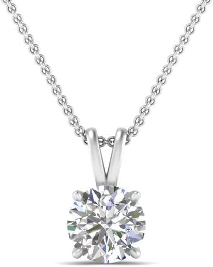 14K Gold vs. Tested Lab Grown Diamond Solitaire Necklace... Surprising Brilliance!
