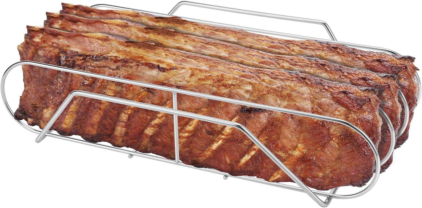 Extra Long Rib Rack: Holds 3 Racks, Fits All Smokers... Tested Versus Handheld Tools