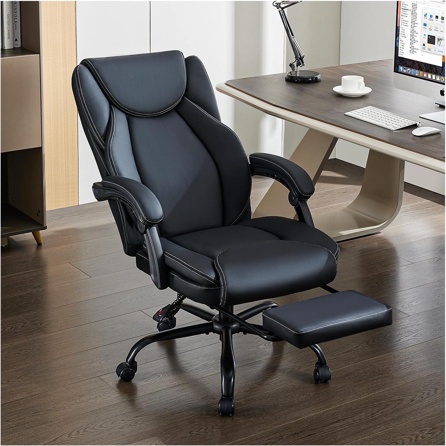 Thick Bonded Leather Office Chair, Tested Comfort (Black)