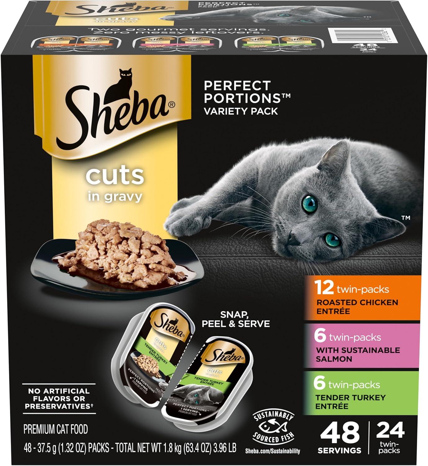 Sheba Wet Cat vs. Salmon... Showdown Perfect Portions!