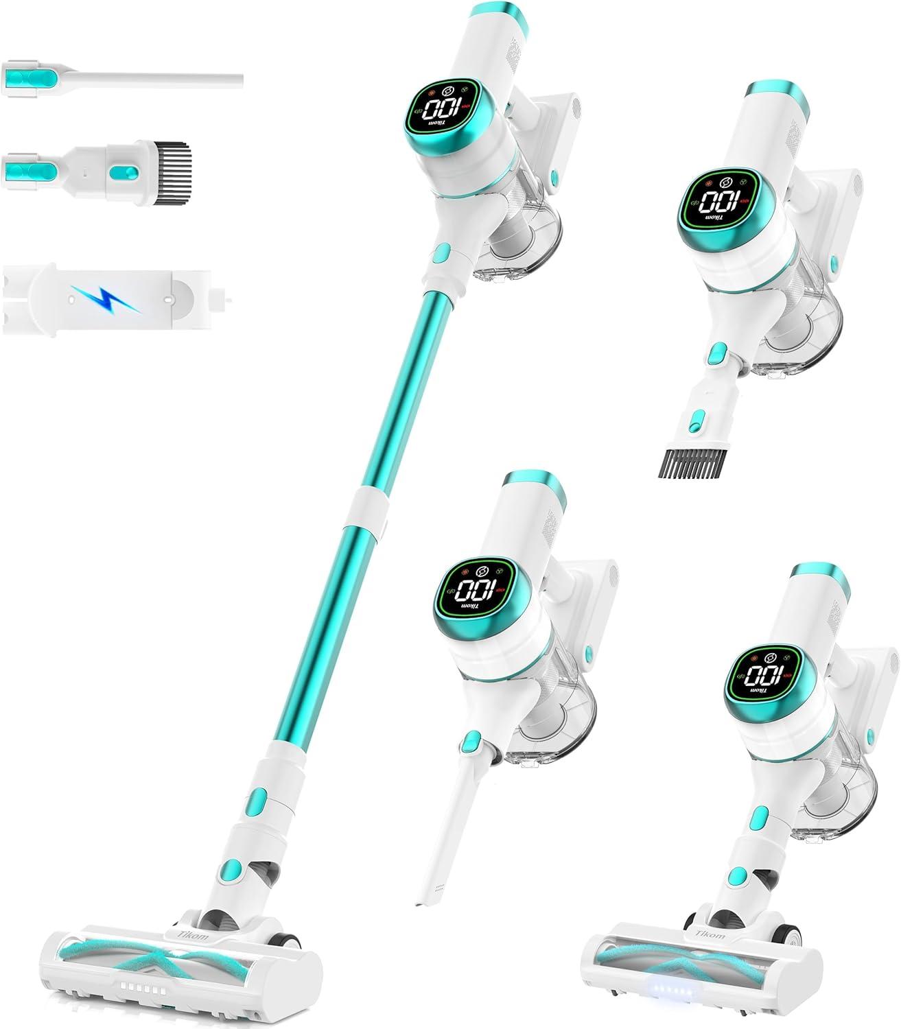 Tikom V500 Cordless Vacuum: Tested for Pet Hair, 450W Power, & LED Screen - Lightweight, Wall Dock