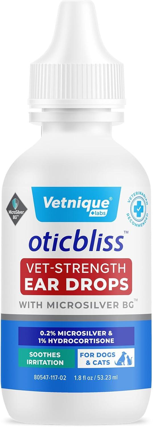 Vetnique Oticbliss Showdown: 1% Hydrocortisone & MicroSilver BG for Itchy Relief