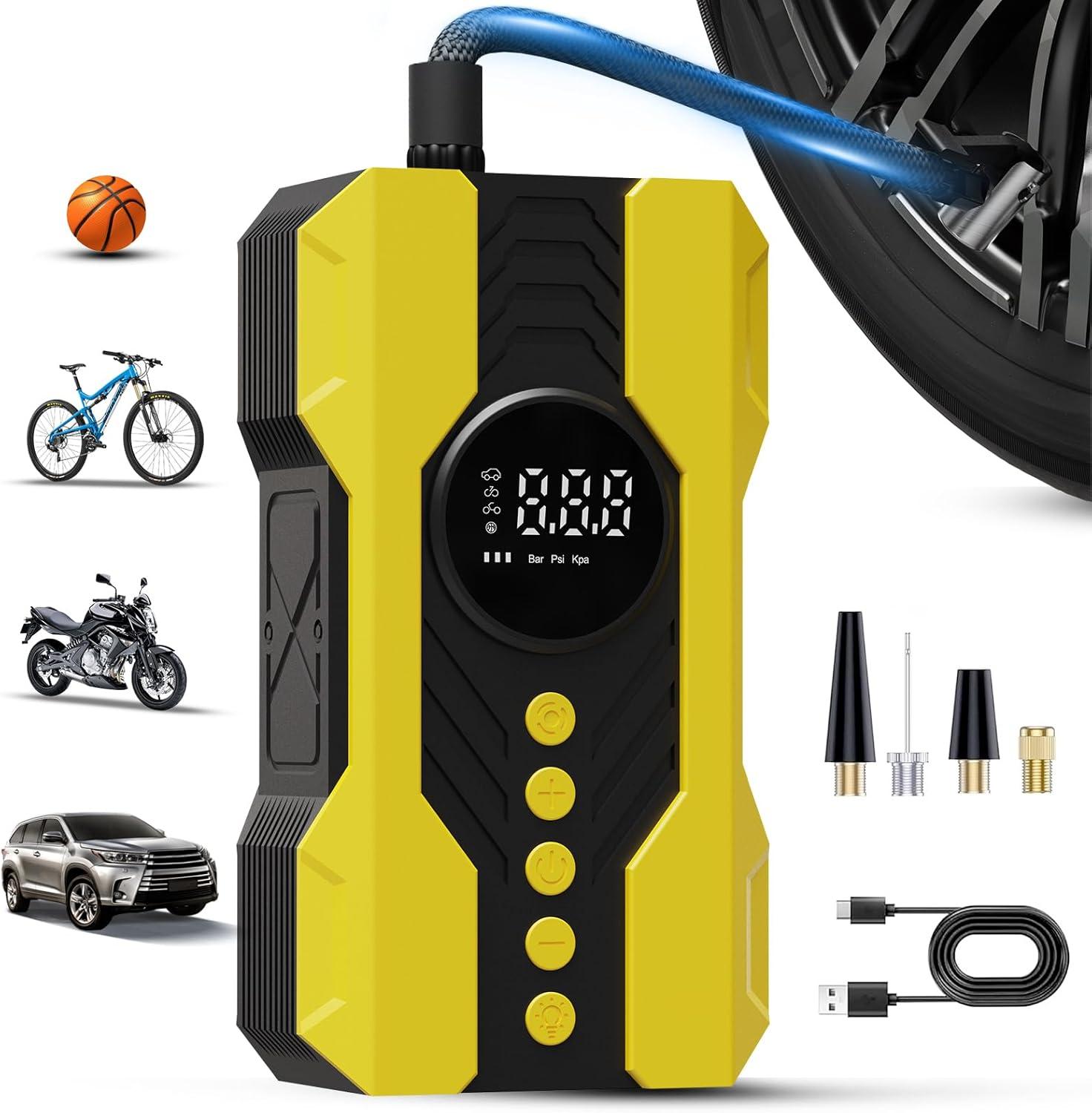 Portable Air Compressor Showdown: 200PSI, 4X Speed, Accurate Gauge, & Multi-Use Flex (Car Tires, Bikes, Balls)…