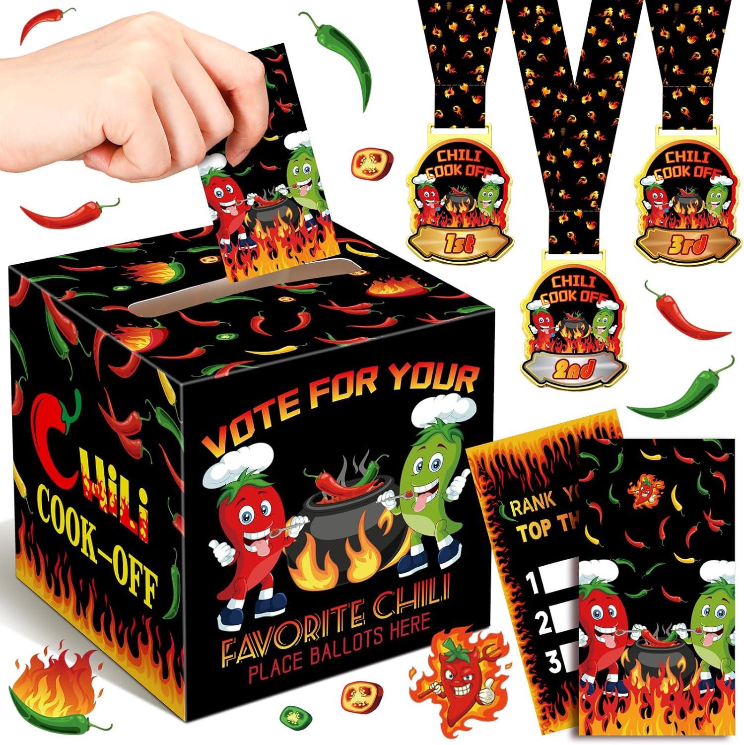 Showdown: 64-Piece Box, 60 Voting Cards, 3 Sashes - Surprising Insight for Chili Cook-Off Party Supplies