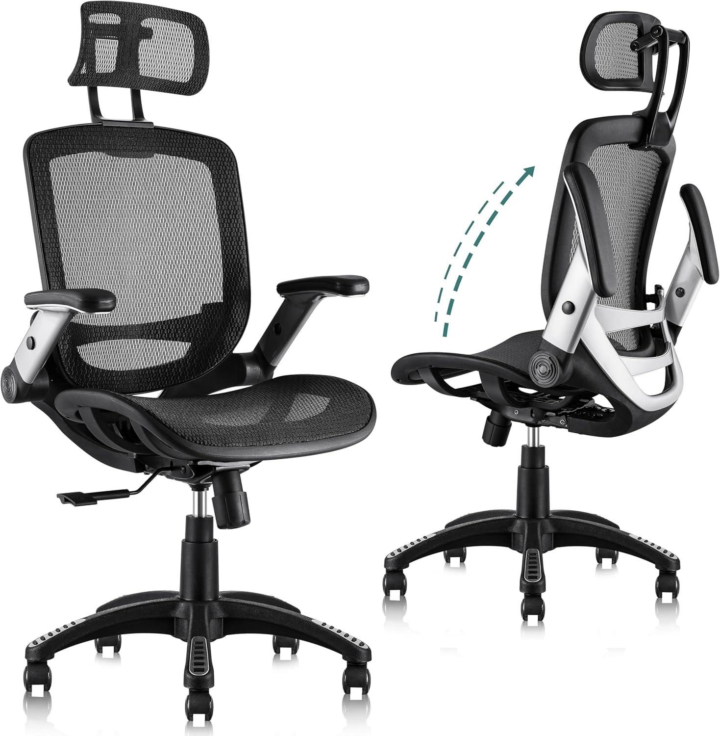 GABRYLLY Ergonomic Office Chair Showdown: Flip-Up Arms, Tilt Lock, and Mesh for Big & Tall-Why This Chair