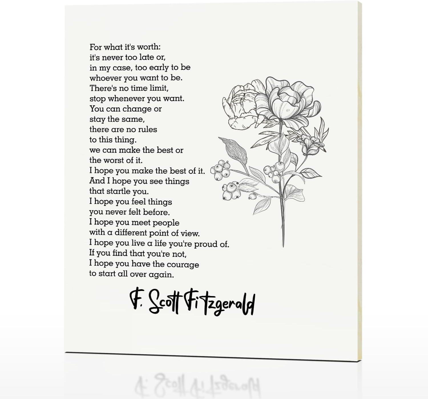 F Scott Fitzgerald Wall Art: Tested vs. Wood Shelf for Modern Office Boost
