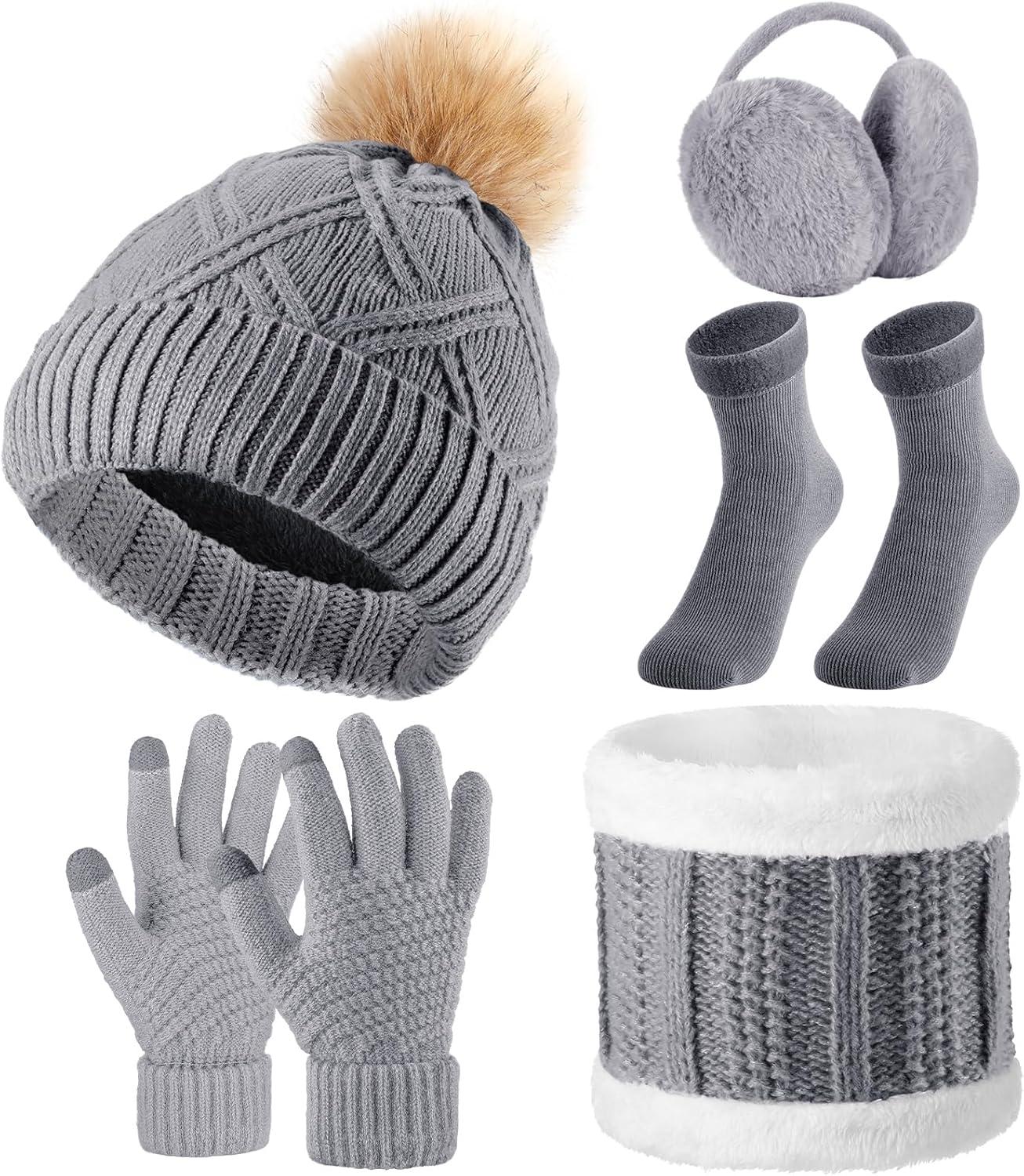 Winter Showdown: Fleece-Lined Beanie, Touch Screen Gloves, Earmuff