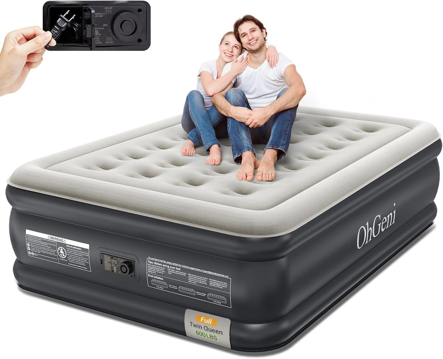 OhGeni Air Mattress: Surprising Overnight Firmness Fix-Thicker PVC Tested for Durability