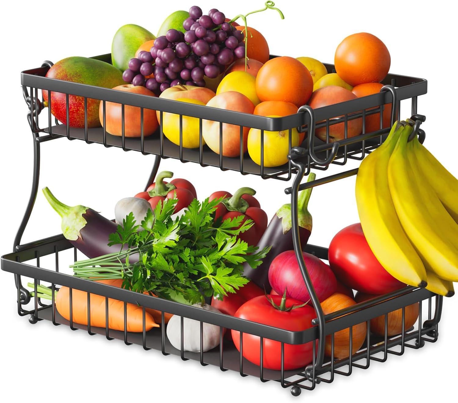 Showdown: 2-Tier Fruit Baskets vs. Standard Countertop Organizers