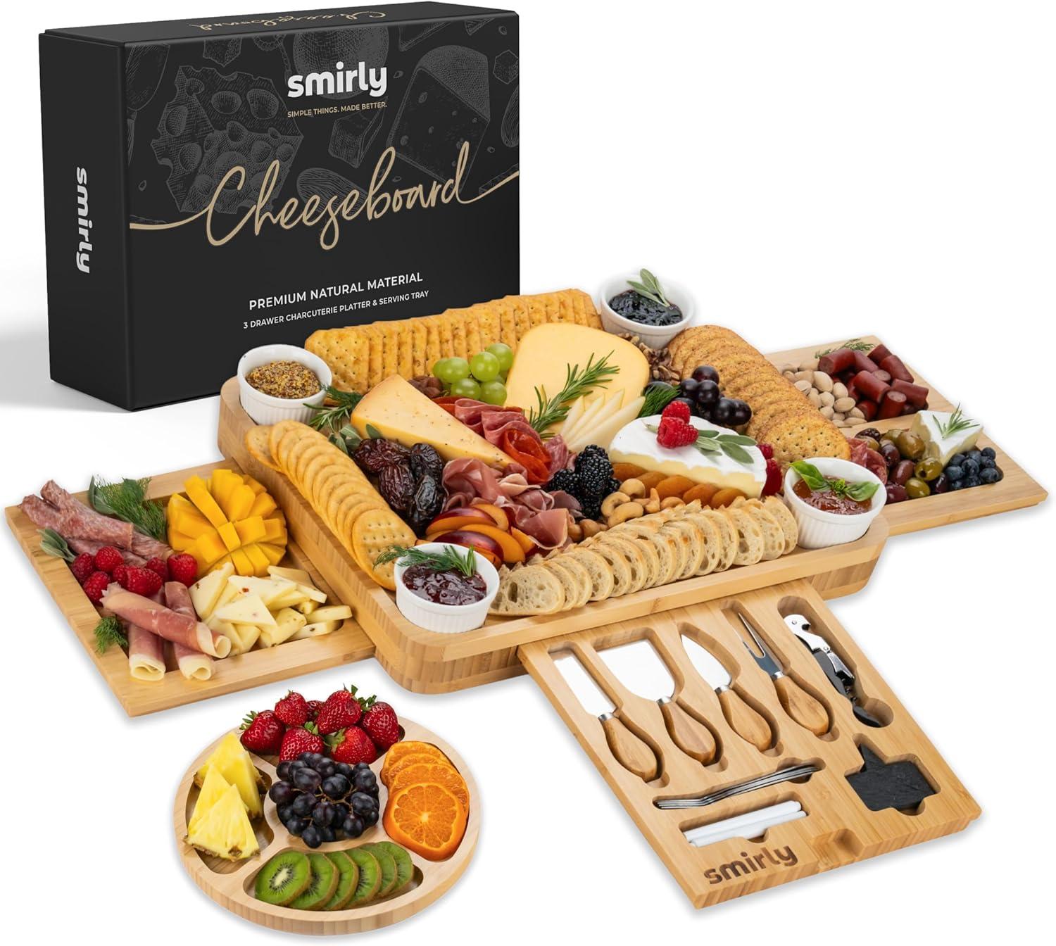 SMIRLY Charcuterie Boards: Tested Eco-Friendly Gift Fit for Weddings, Birthdays-Large Bamboo