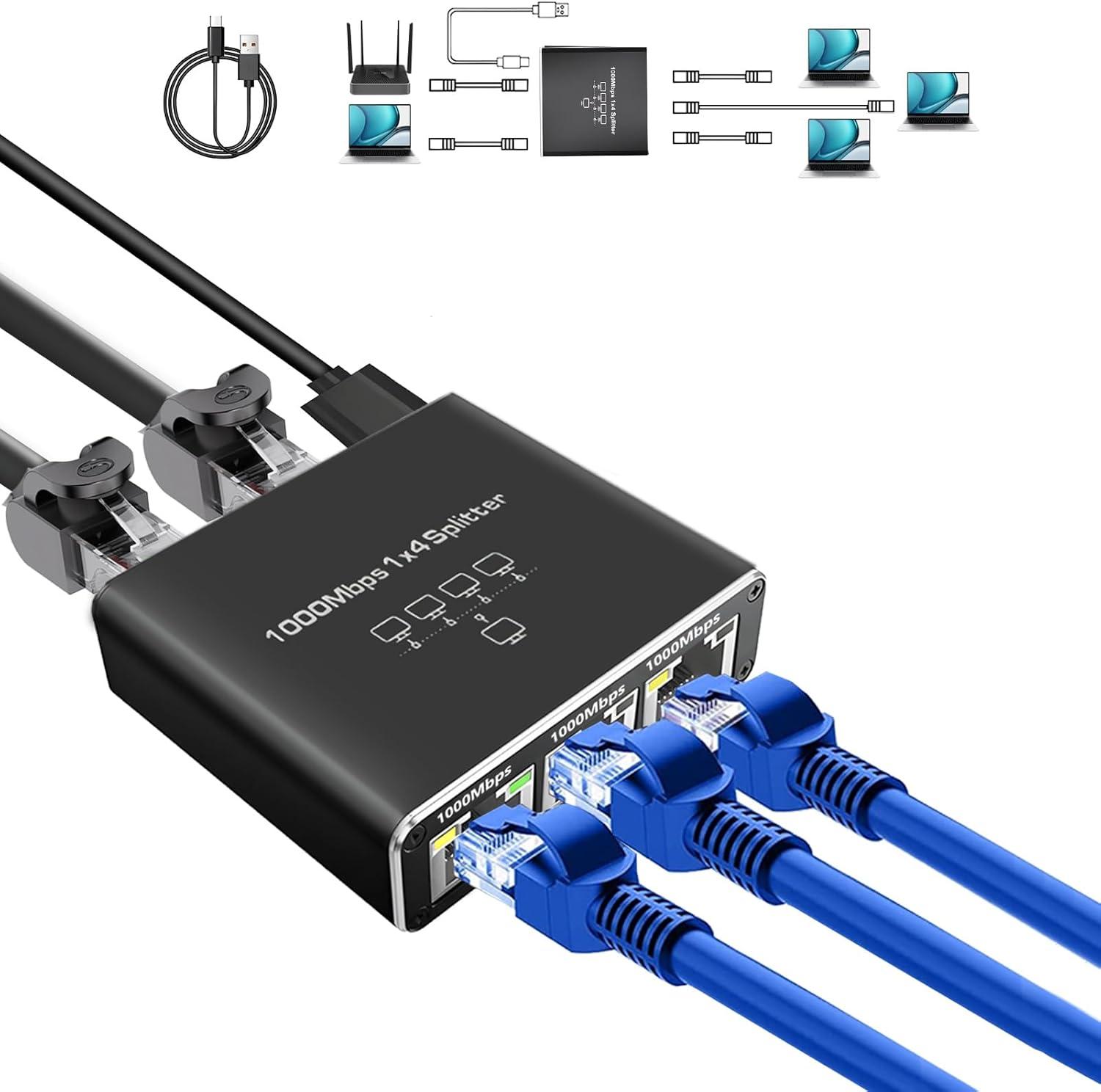 Surprising Splitter Showdown: Gigabit Ethernet's USB Power, 1000Mbps, 4 Devices, Cat5e