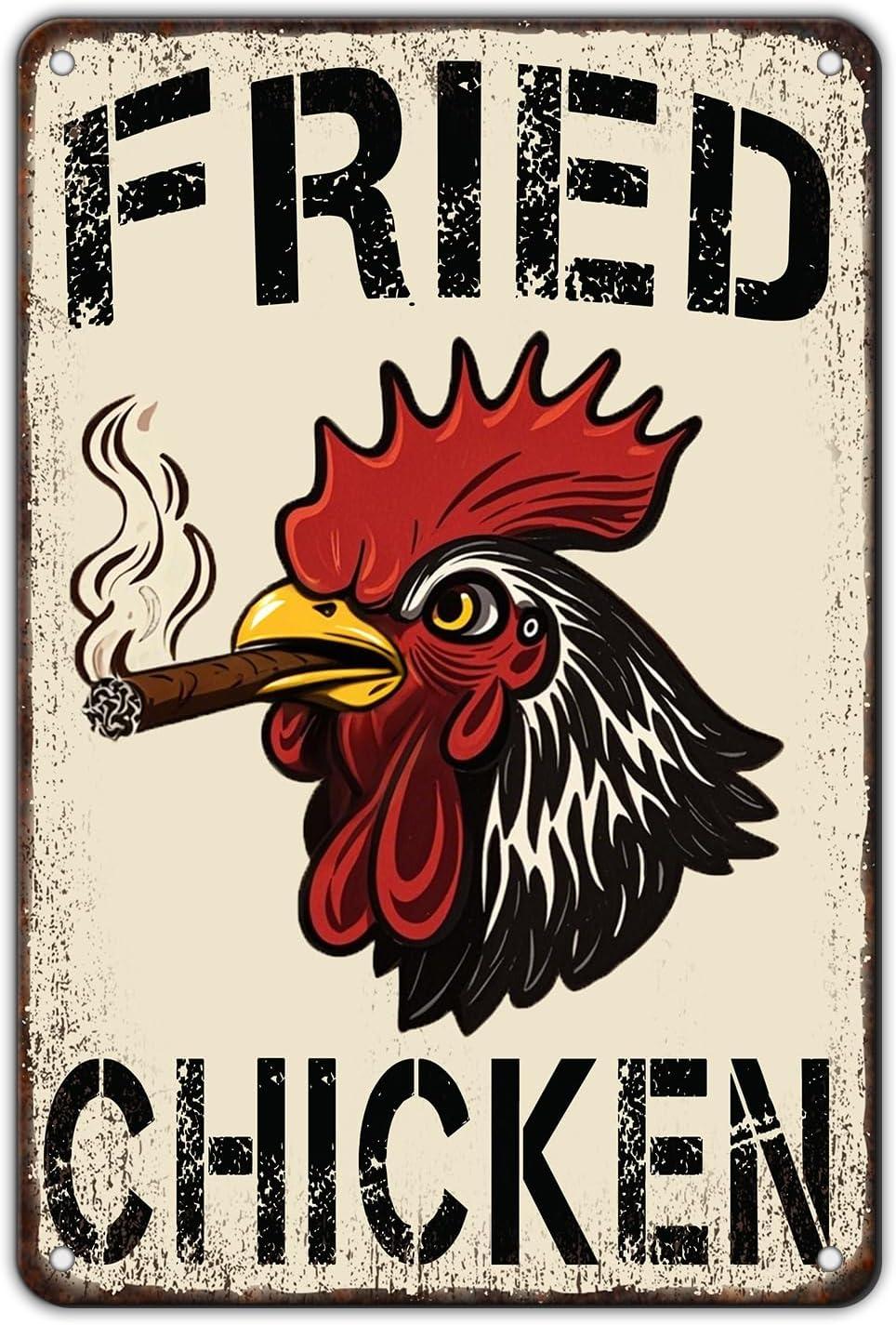 Showdown: Farm Rooster vs. Fried Chicken Poster - 12x8 Tested for Bar?