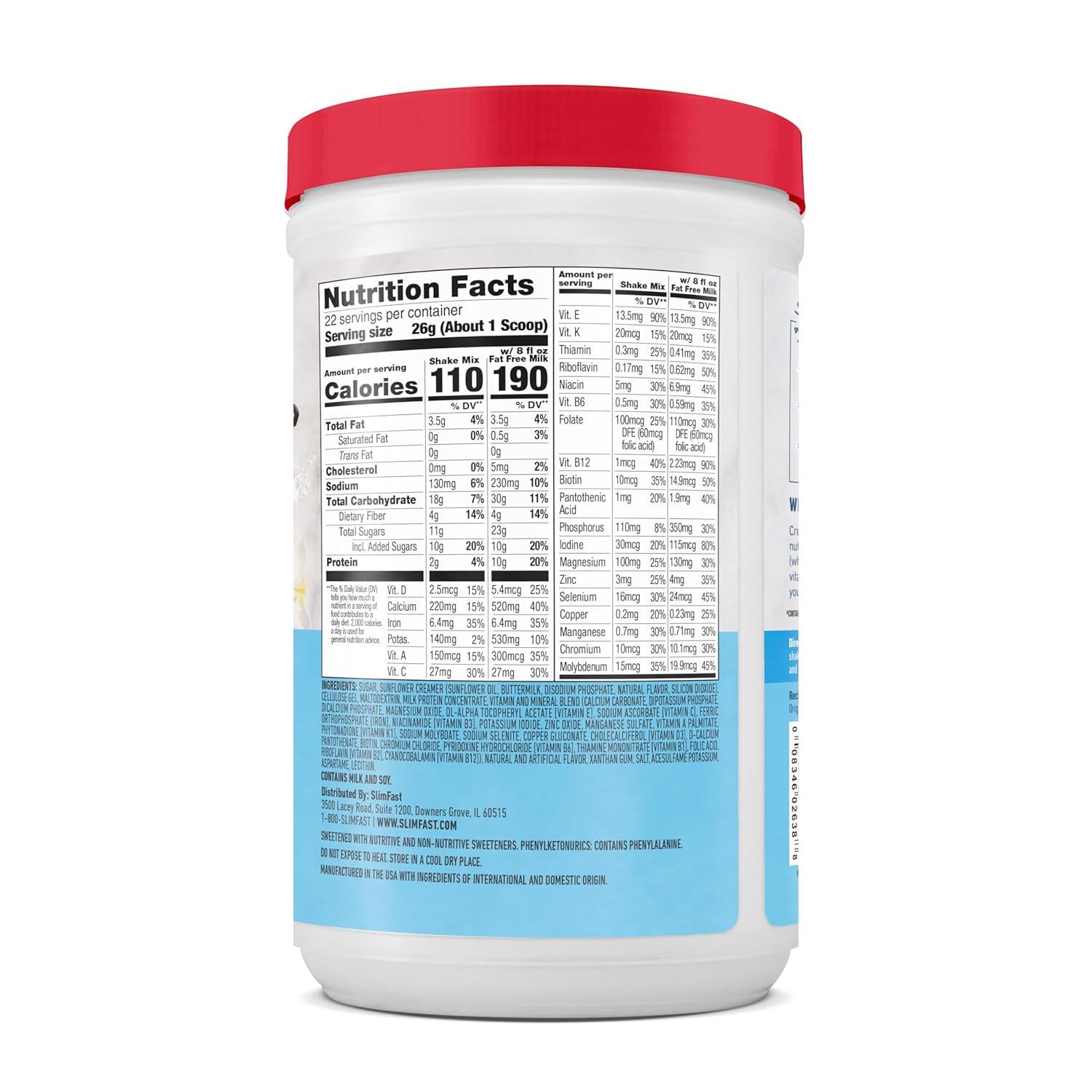 Best Protein Powder - SlimFast Meal Replacement Powder, Original French Vanilla, Weight Loss Shake Mix, 10g of Protein, 22 Servings Review