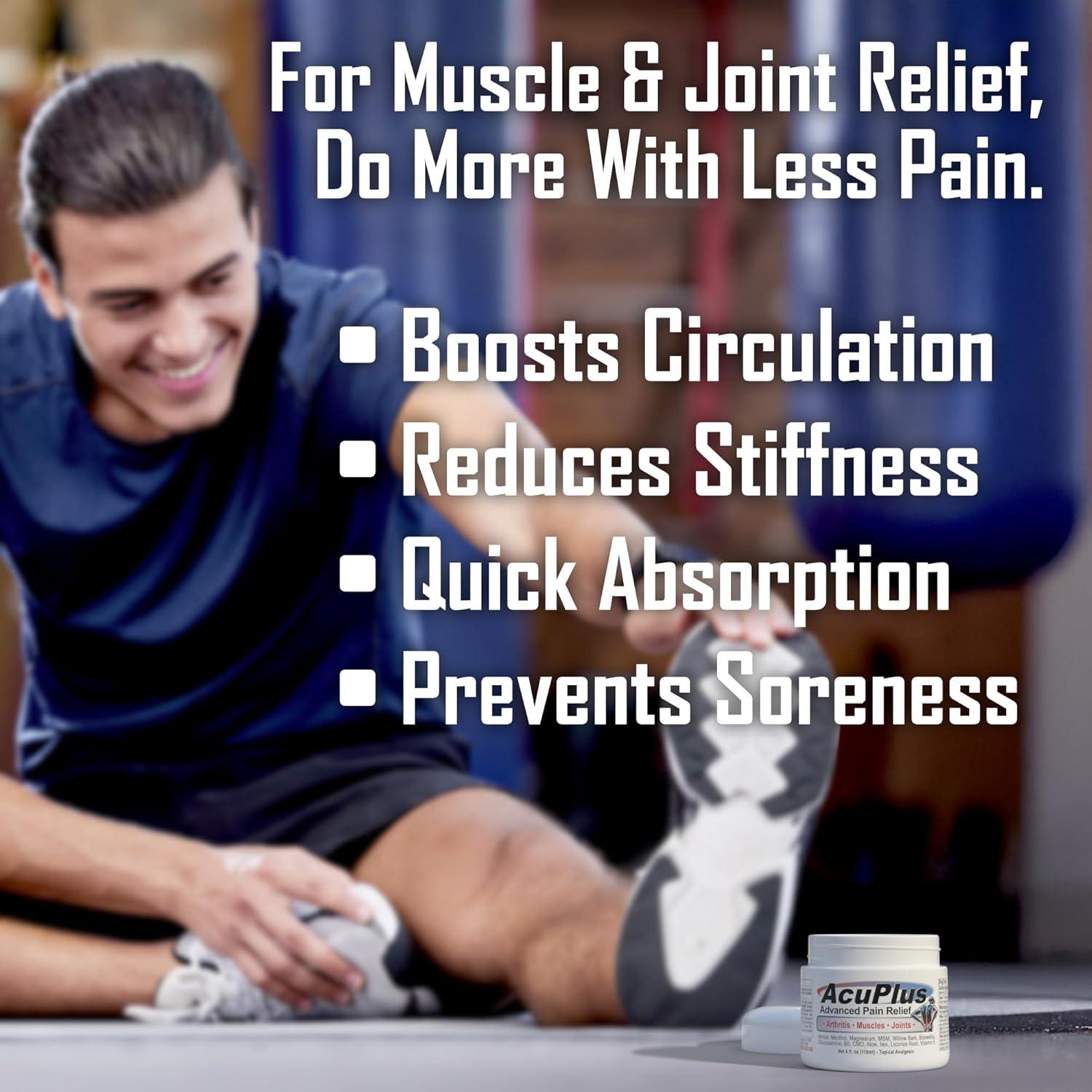Best Joint Pain Relief - AcuPlus - Advanced Topical Anti-Inflammatory Cream to Soothe Muscle & Joint Pain - Arthritis, Bursitis, & Tendonitis - Fast-Acting Natural Formula - 4 oz. Review