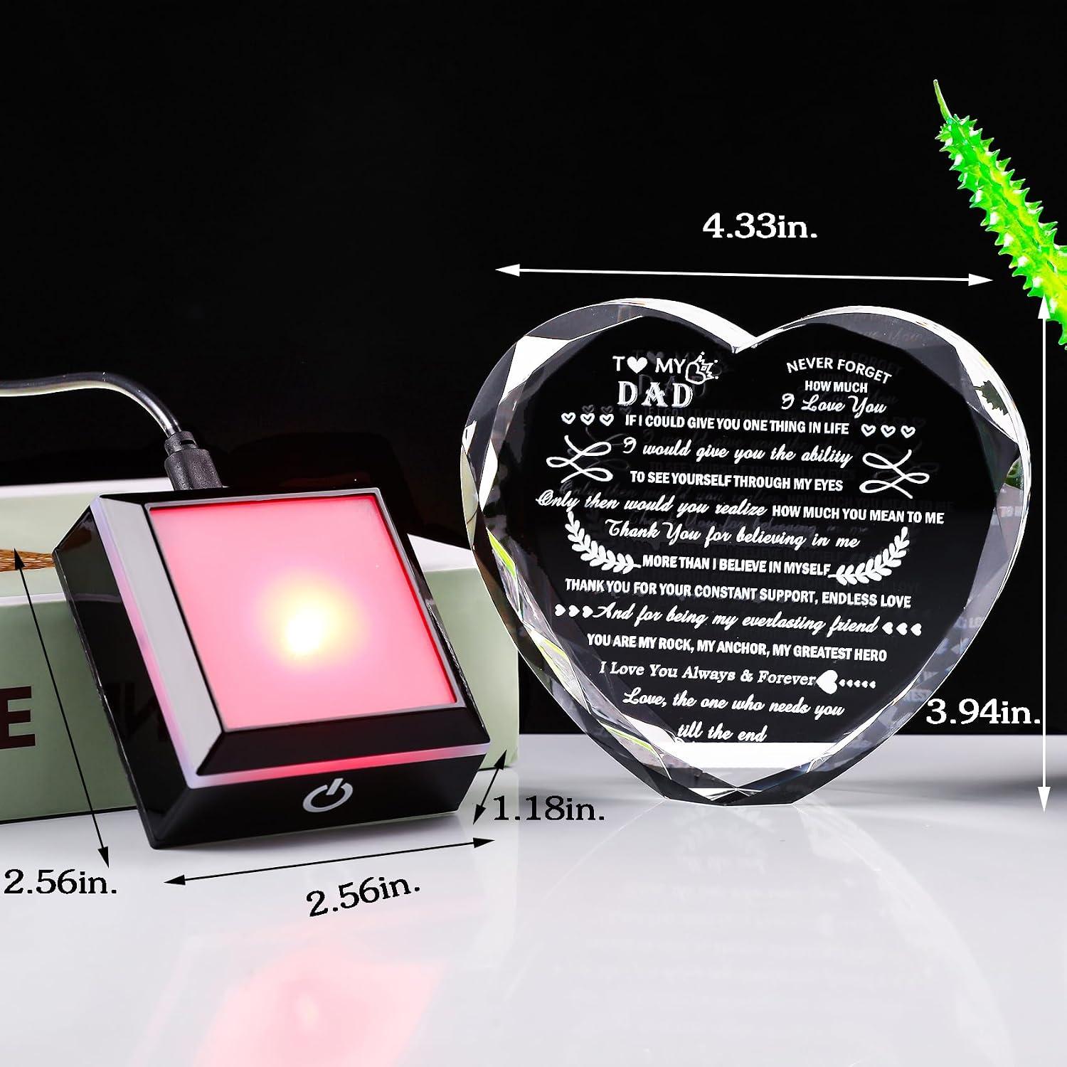 Best Heart Crystal Keepsake - YWHL Gifts for Dad from Son & Daughter