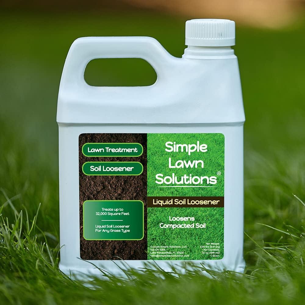 Best Soil Conditioner - Liquid Soil Loosener- Soil Conditioner-Use alone or when Aerating with Mechanical Aerator or Core Aeration- Simple Lawn Solutions- Any Grass Type-Great for Compact Soils, Standing water, Poor Drainage