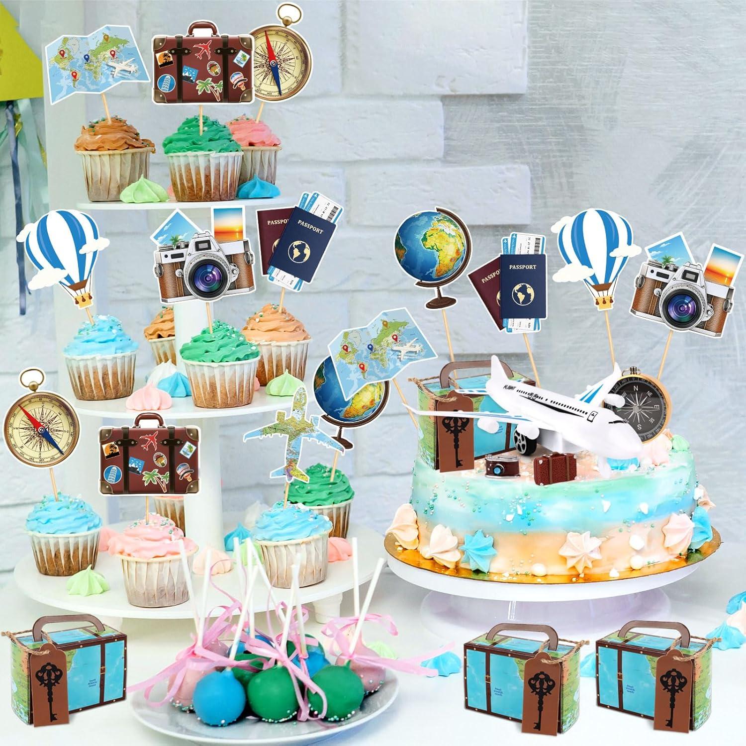 Best Travel Cake Topper - Hooqict 34 Pcs Travel Party Decorations Review